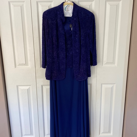 Alex Evenings | Dresses | Alex Evenings Women Plus 8 Navy Tank Dress With  Beaded Jacket | Poshmark